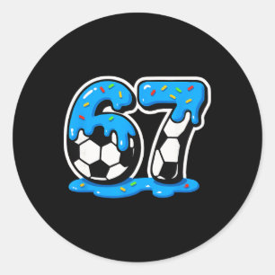 67 Soccer Ice Cream Drip Brain Rot Meme  Classic Round Sticker