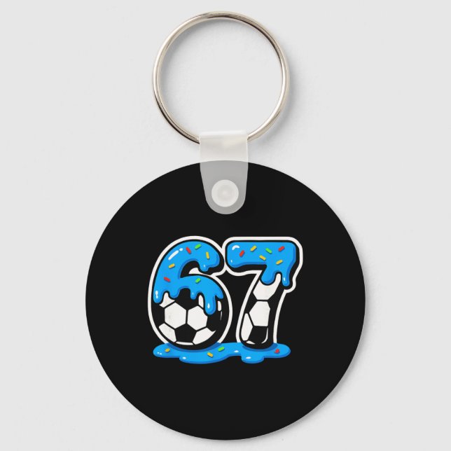 67 Soccer Ice Cream Drip Brain Rot Meme  Key Ring (Front)