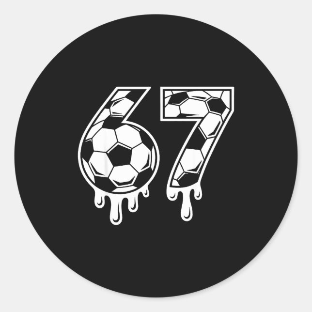 67 Soccer Ice Cream Drip Gen Alpha Six Seven Meme  Classic Round Sticker (Front)