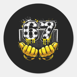 67 Soccer Number Goalkeeper Drip Glove  Classic Round Sticker