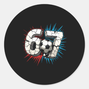 67 Soccer Player Six Seven Meme 67 Kids Funny Boys Classic Round Sticker
