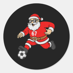 67 Soccer Santa Six Seven Meme Christmas Sport Men Classic Round Sticker