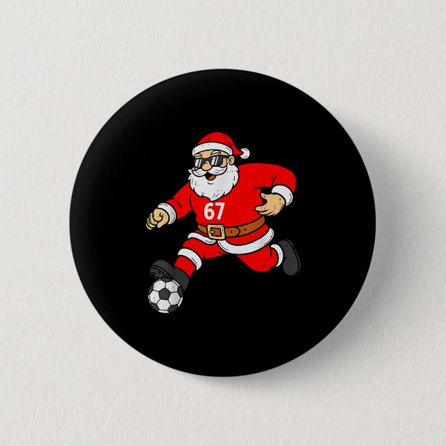 67 Soccer Santa Six Seven Meme Christmas Srt Men B 6 Cm Round Badge (Front)