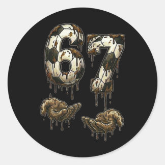 67 Soccer Six Seven Soccer 6 7 Kids Boys Girls Fun Classic Round Sticker