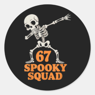 67 Spooky Squad Halloween Skeleton  Classic Round Sticker