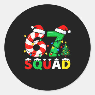 67 Squad Christmas Candy Cane Six Seven Meme Xmas Classic Round Sticker