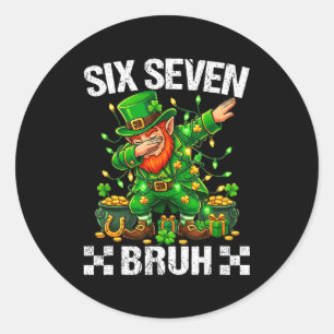 67 St Patricks Funny Six Seven Meme Leprechaun Boy Classic Round Sticker