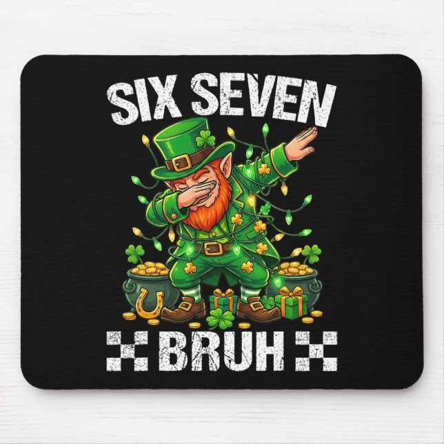 67 St Patricks Funny Six Seven Meme Leprechaun Boy Mouse Pad (Front)