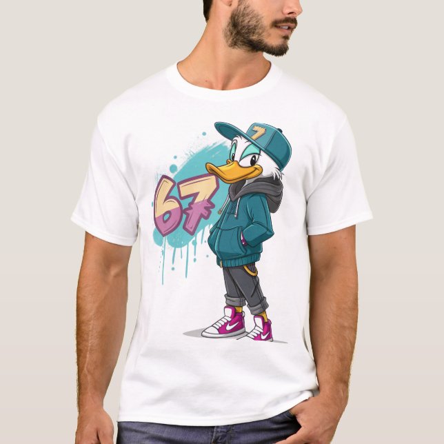 67 Street Duck – Urban Cartoon Style T-Shirt (Front)