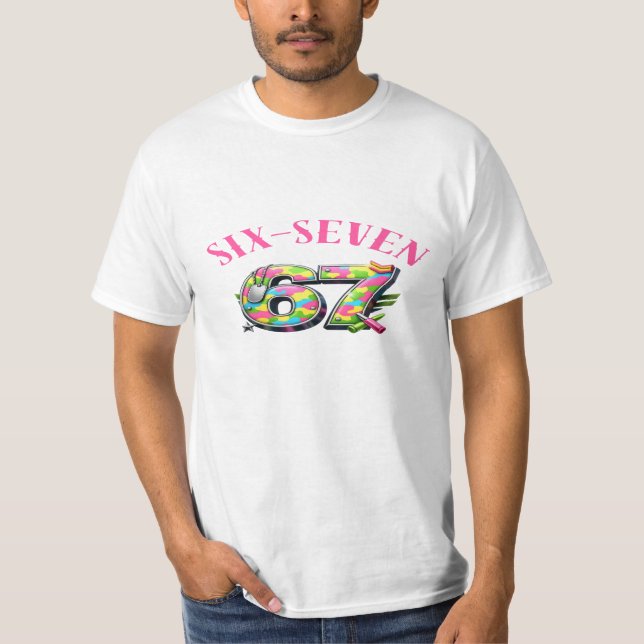 67 Style Neon Tee – Fun & Bold Number Shi (Front)