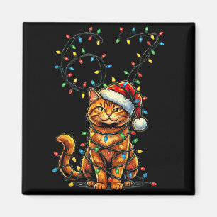67 Tabby Orange Cat Christmas Santa Hat Six Seven  Magnet