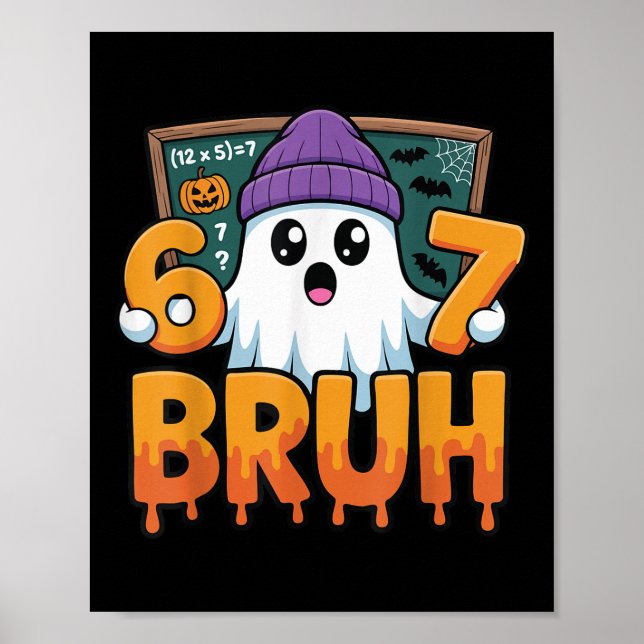 67 Teacher Ghost Six Seven Meme Math Equation Bruh Poster (Front)