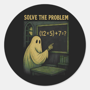 67 Teacher Halloween Ghost Six Seven Meme Brainrot Classic Round Sticker