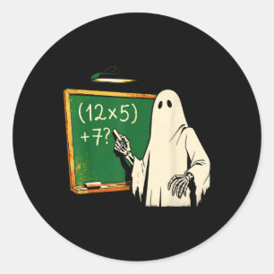 67 Teacher Halloween Ghost Six Seven Meme Brainrot Classic Round Sticker