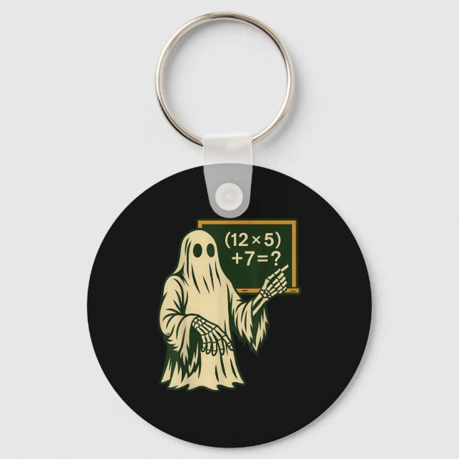67 Teacher Halloween Ghost Six Seven Meme Brainrot Key Ring (Front)