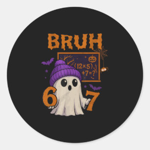 67 Teacher Halloween Ghost Six Seven Meme Math Equ Classic Round Sticker