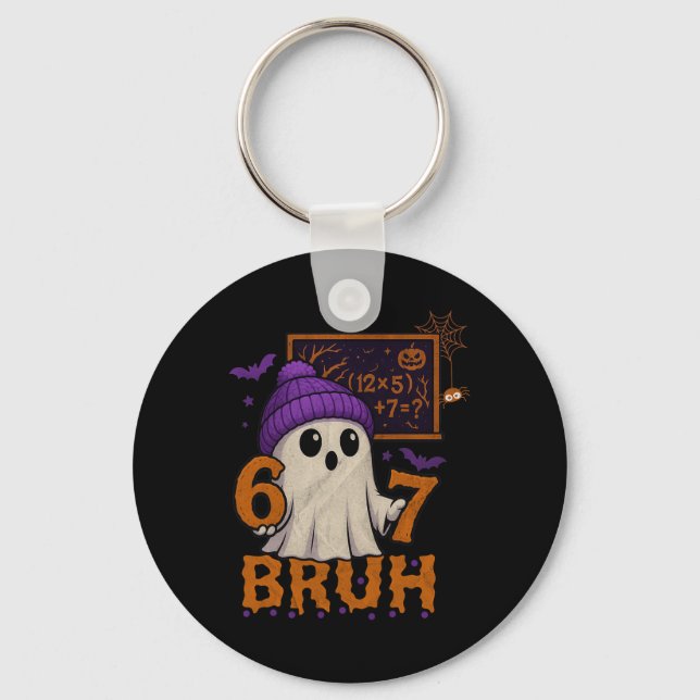 67 Teacher Halloween Ghost Six Seven Meme Math Equ Key Ring (Front)