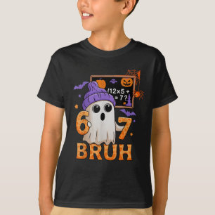 67 Teacher Halloween Ghost Six Seven Meme Math Equ T-Shirt