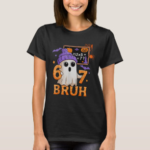 67 Teacher Halloween Ghost Six Seven Meme Math Equ T-Shirt