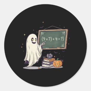 67 Teacher Halloween Ghost Six Seven Meme Math Jok Classic Round Sticker
