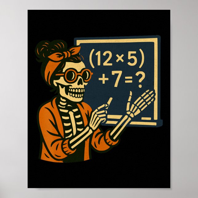 67 Teacher Halloween Skeleton Six Seven Meme Brain Poster (Front)