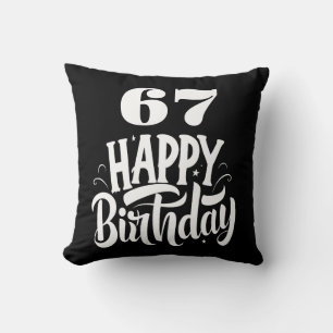 67 th birthday chic black white personalised cushion