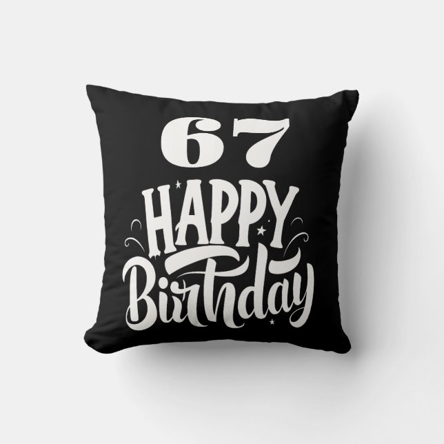 67 th birthday chic black white personalised cushion (Front)