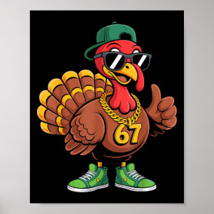 67 Thanksgiving Funny Turkey Wearing Cap Sungles S Poster