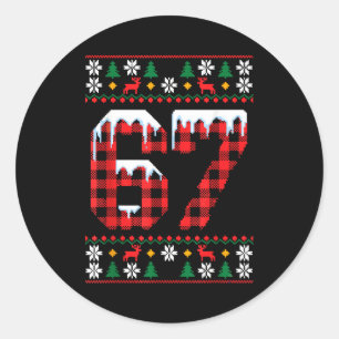 67 Ugly Christmas Flannel Brainrot Design  Classic Round Sticker