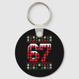 67 Ugly Christmas Flannel Brainrot Design Key Ring