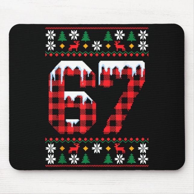 67 Ugly Christmas Flannel Brainrot Design  Mouse Pad (Front)