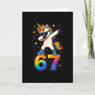67 Unicorn Dabbing Six Seven Meme Funny Card