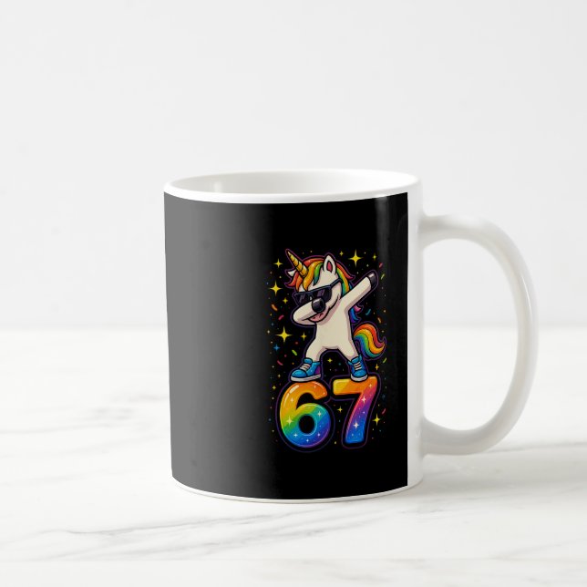 67 Unicorn Dabbing Six Seven Meme Funny  Coffee Mug (Right)