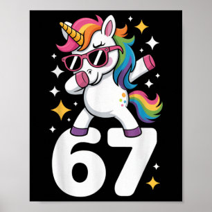 67 Unicorn Dabbing Six Seven Meme Funny Poster