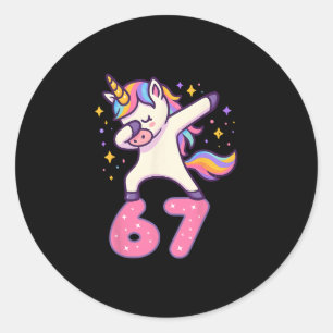67 Unicorn For Girls Six Seven Meme Brainrot Funny Classic Round Sticker
