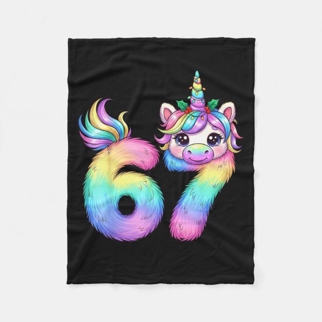 67 Unicorn Meme Girls Pajamas Funny Christmas Wome Fleece Blanket (Front)