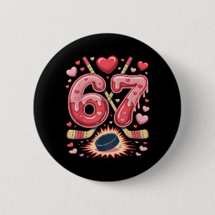 67 Valentine Hockey Heart Design Cute Ice Hockey 6 Cm Round Badge