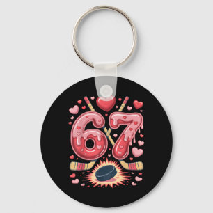 67 Valentine Hockey Heart Design Cute Ice Hockey Key Ring