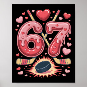 67 Valentine Hockey Heart Design Cute Ice Hockey L Poster