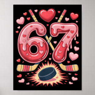 67 Valentine Hockey Heart Design Cute Ice Hockey Poster