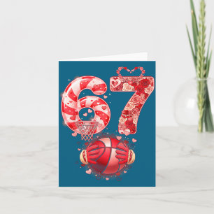 67 Valentine Love Drip Basketball Sports Smile Card