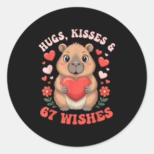 67 Valentines Capybara Wishes Cute Meme Hearts Say Classic Round Sticker