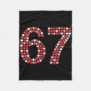 67 Valentine's Day Shirt 6 7 Meme Funny 67 Hearts Fleece Blanket