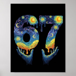 67 Van Gogh Starry Night Ice Cream Drip Funny Poster