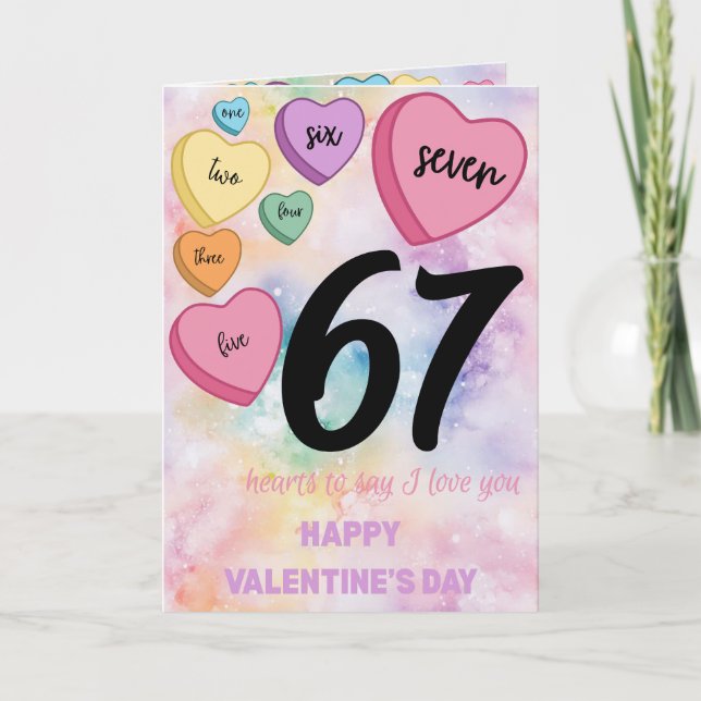 67 Watercolor Heart Valetine's Day Card (Front)