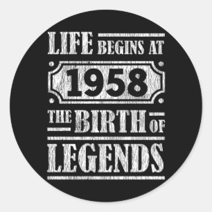 67 Year Old 1958 Birth Of Legend 67th Birthday Classic Round Sticker