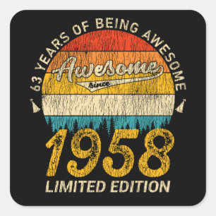 67 Year Old 1958 Retro Awesome 67th Birthday Gift Square Sticker