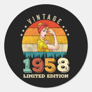 67 Year Old Bday 1958 Vintage 67th Birthday Women Classic Round Sticker