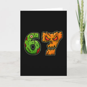 67 Zombie Pumpkin Six Seven Halloween Meme Costume Card