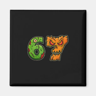 67 Zombie Pumpkin Six Seven Halloween Meme Costume Magnet